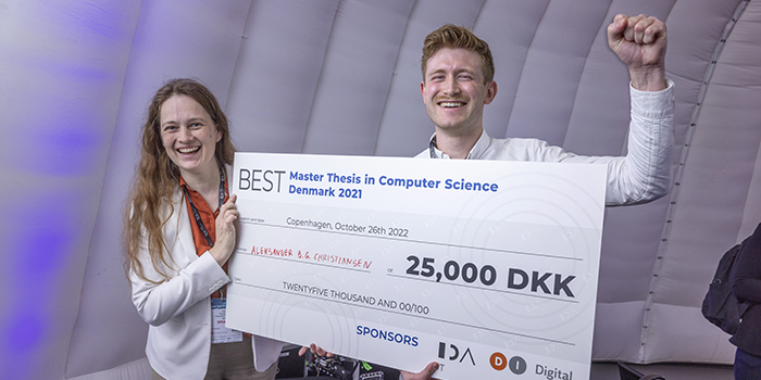 The best thesis in computer science 2021 was written at DTU Compute  Aleksander B. G. Christiansen has won the thesis prize for his master's project in graph theory. Danish Industry, IDA and the universities are behind the award. Supervisor Eva Rotenberg (left) & Aleksander. Credit: Mikal Schlosser
