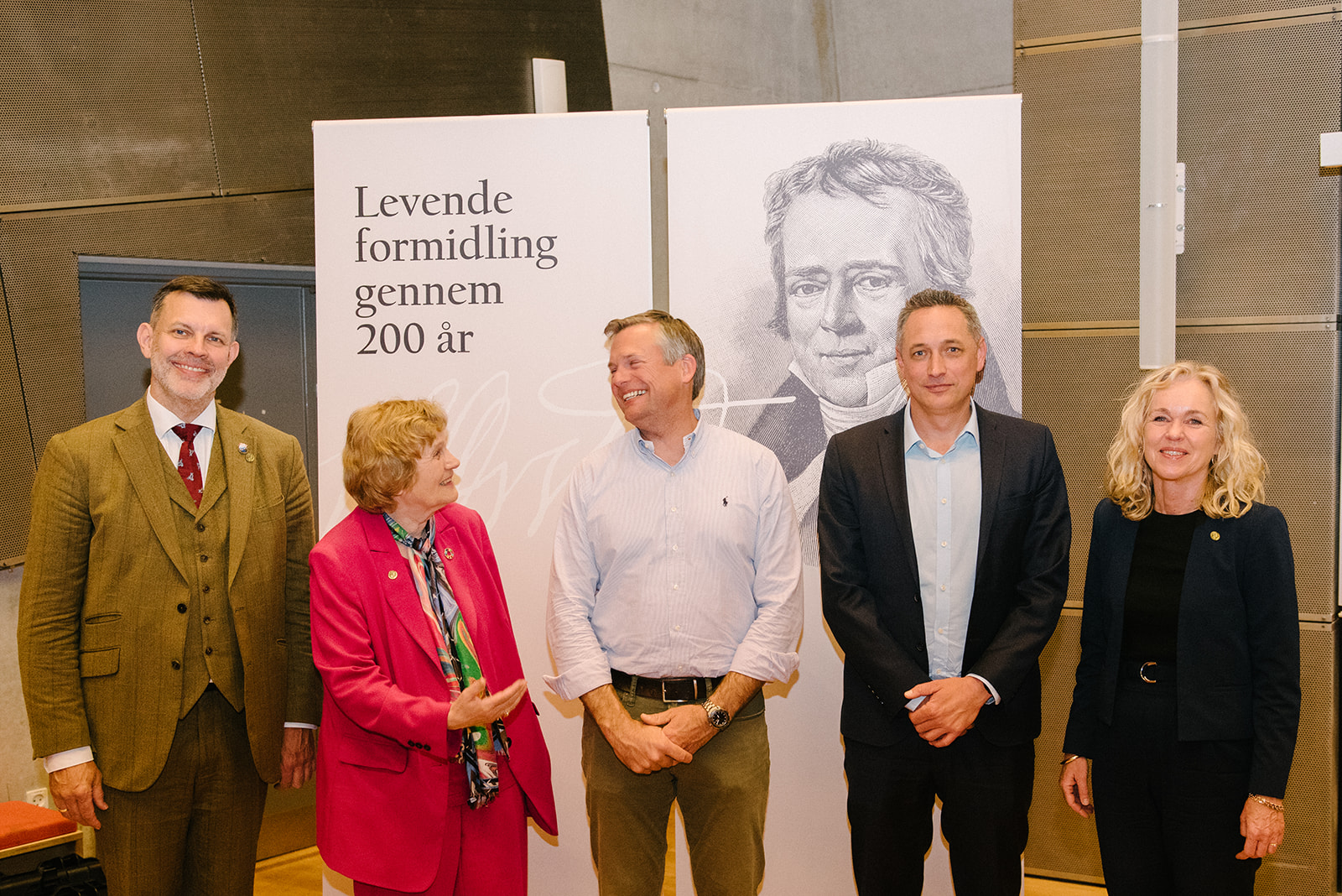 From left: Rasmus Larsen, Professor at DTU Compute and Vice President at SNU, Dorte Olesen, Andreas Mogensen, Simon Michael Barchard (Director at TICRA, sponsor of the silver medal), and President at SNU Anja C. Andersen. Photo: Rochelle Coote