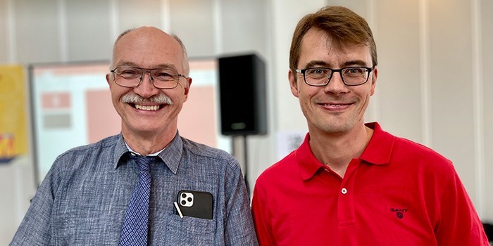 President of DTU, Anders Bjarklev (left), Professor and Head of DTU Compute PhD School Kim Knudsen. Credit: Hanne Kokkegård