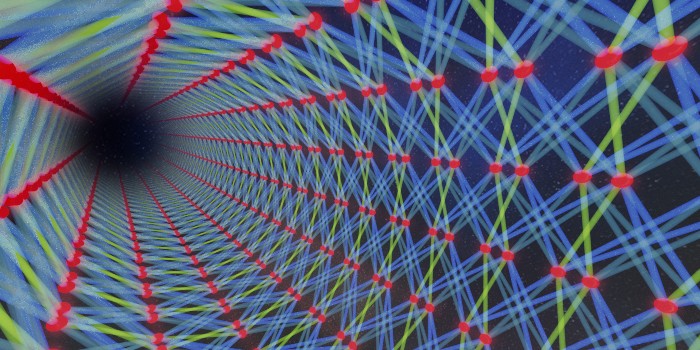 Artwork by Jonas S. Neergaard-Nielsen (author) illustrating the cluster state generated in our work.